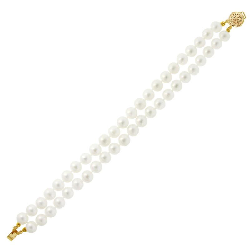 Βραχιόλι με Κ14 χρυσό κούμπωμα και μαργαριτάρια 7,0-7,5mm - G121655